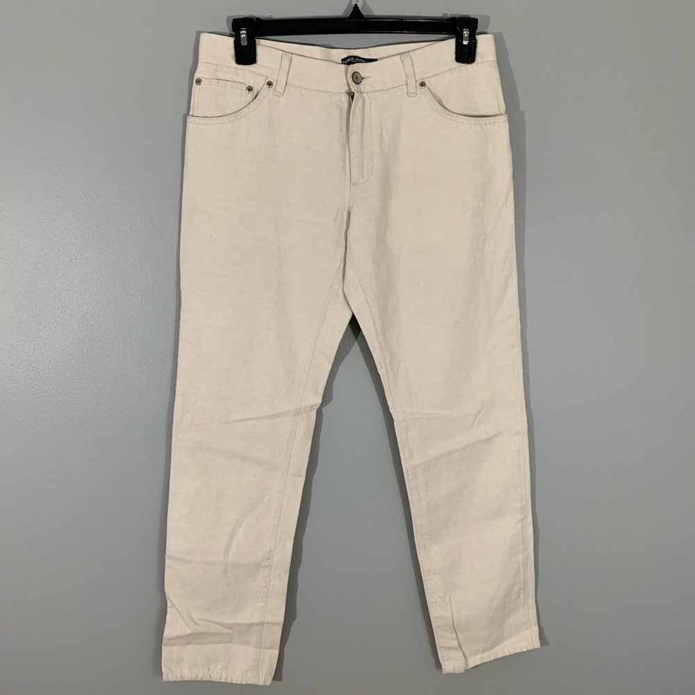 Dolce & Gabbana Off White Cream Straight Leg Pants